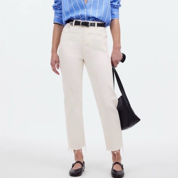 MADEWELL The Perfect Summer Jean In White Deconstructed Hem Version EUC - Picture 1 of 12